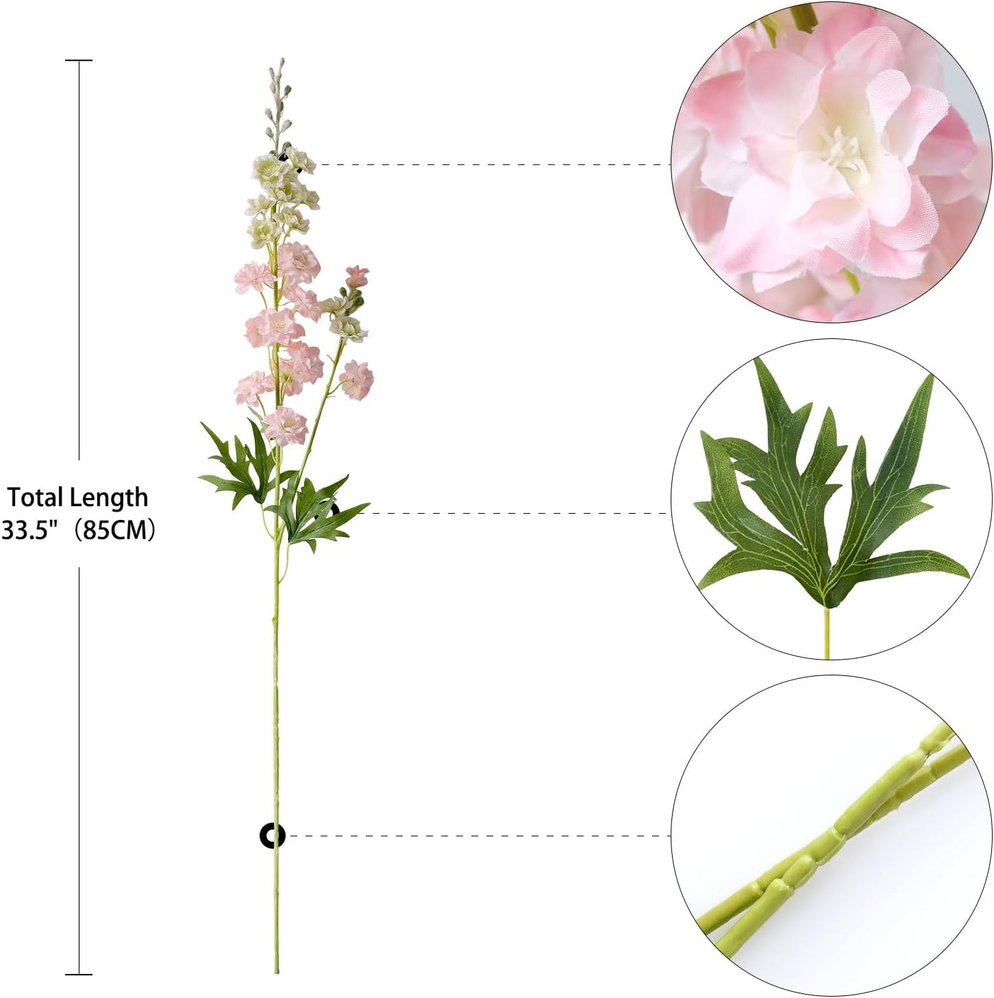 4PCS Light Blue Delphinium Artificial Flower 33.5'' Long Larkspur Stem Plant Floral Silk Flowers Faux Bouquets for Tall Floor Vase Home Garden Outdoor Wedding Arrangement Decor (H005-FYC)