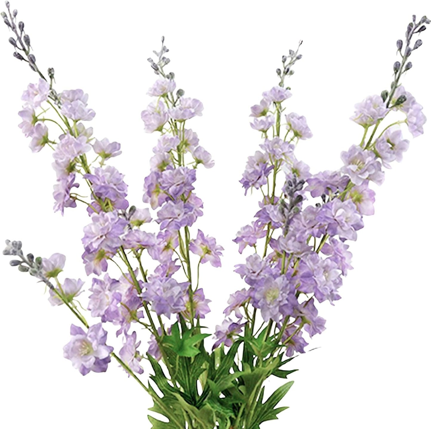 4PCS Light Blue Delphinium Artificial Flower 33.5'' Long Larkspur Stem Plant Floral Silk Flowers Faux Bouquets for Tall Floor Vase Home Garden Outdoor Wedding Arrangement Decor (H005-FYC)
