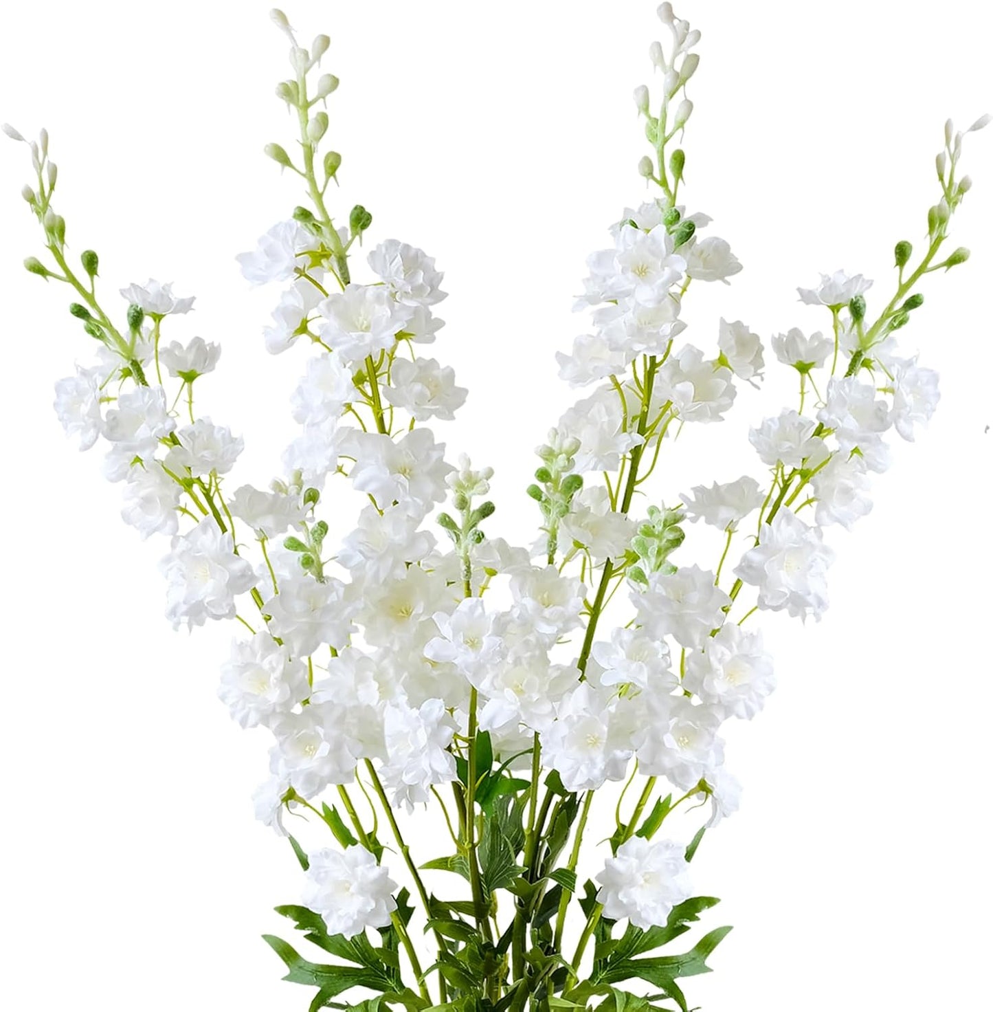 4PCS Light Blue Delphinium Artificial Flower 33.5'' Long Larkspur Stem Plant Floral Silk Flowers Faux Bouquets for Tall Floor Vase Home Garden Outdoor Wedding Arrangement Decor (H005-FYC)
