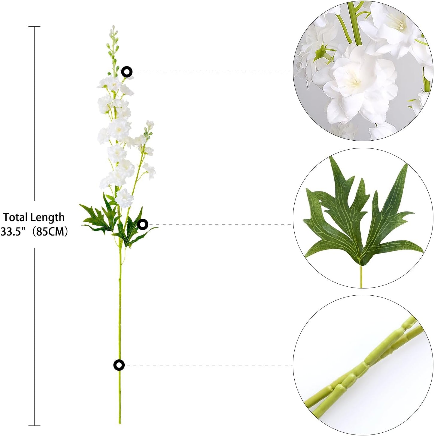 4PCS Light Blue Delphinium Artificial Flower 33.5'' Long Larkspur Stem Plant Floral Silk Flowers Faux Bouquets for Tall Floor Vase Home Garden Outdoor Wedding Arrangement Decor (H005-FYC)