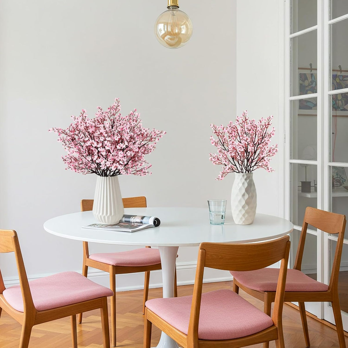 Babys Breath Artificial Flowers, Cherry Blossom Pink Real Touch Fake Silk Flowers Bulk for Vase Home Office Wedding Spring Indoor Outdoor Centerpiece Table Mother's Day Decorations