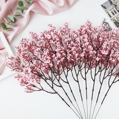 Babys Breath Artificial Flowers, Cherry Blossom Pink Real Touch Fake Silk Flowers Bulk for Vase Home Office Wedding Spring Indoor Outdoor Centerpiece Table Mother's Day Decorations