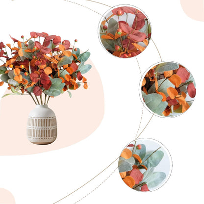 22 inch Fall Wreath Artificial Green and Orange Wreaths for Front Door with Lamb's Leaves Eucalyptus Leaves Berries Wreath for Indoor Outdoor Porch Thanksgiving Harvest Celebration