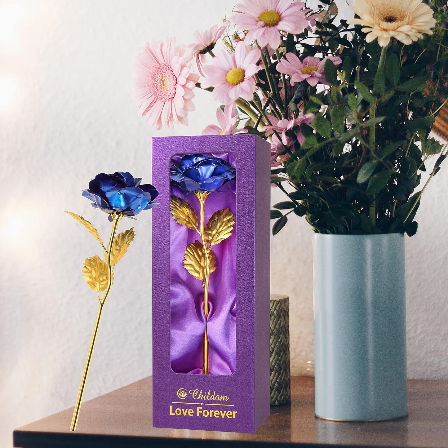 Birthday Gifts for Women Mom,Forever Rainbow Rose Flower For Delivery Prime | Christmas Rose Gifts For Women Mom,Purple Artificial Flowers Rose Gift For Women Her,Anniversary,Valentines,Stocking Stuffers