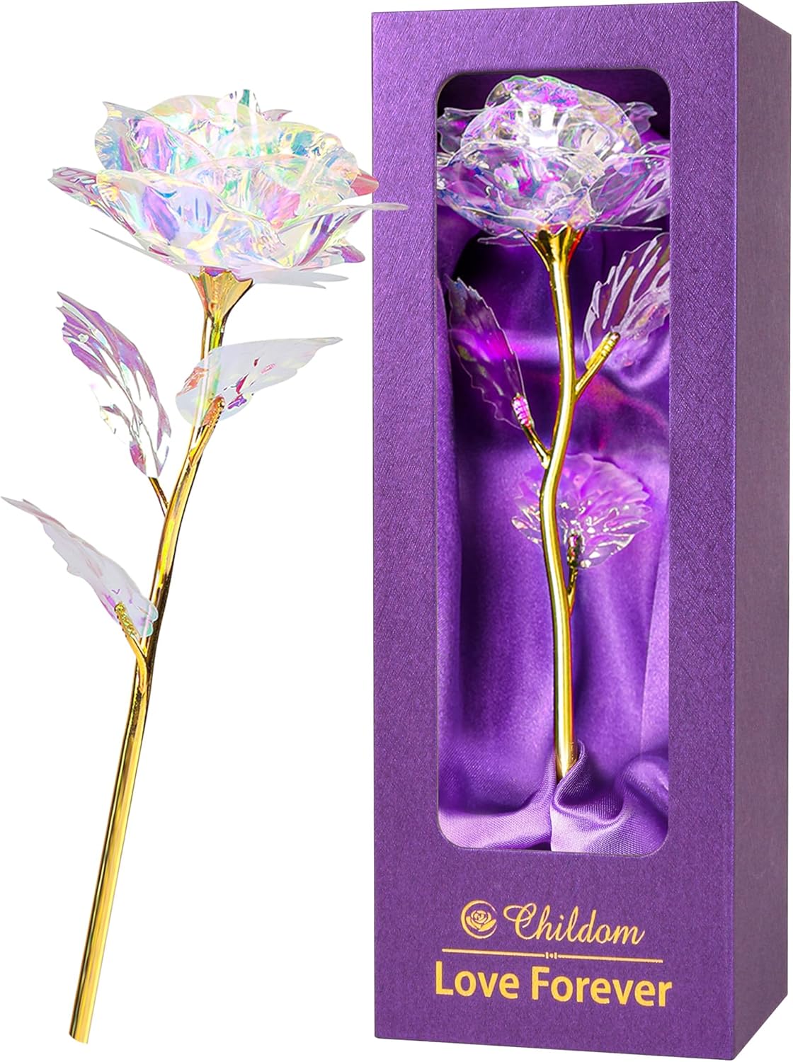Birthday Gifts for Women Mom,Forever Rainbow Rose Flower For Delivery Prime | Christmas Rose Gifts For Women Mom,Purple Artificial Flowers Rose Gift For Women Her,Anniversary,Valentines,Stocking Stuffers
