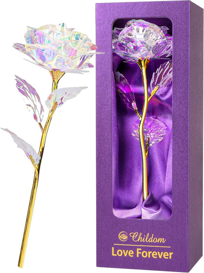 Birthday Gifts for Women Mom,Forever Rainbow Rose Flower For Delivery Prime | Christmas Rose Gifts For Women Mom,Purple Artificial Flowers Rose Gift For Women Her,Anniversary,Valentines,Stocking Stuffers
