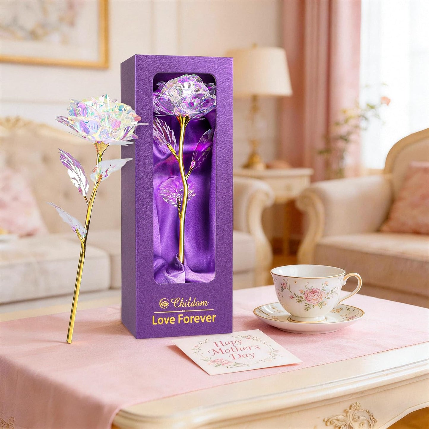 Birthday Gifts for Women Mom,Forever Rainbow Rose Flower For Delivery Prime | Christmas Rose Gifts For Women Mom,Purple Artificial Flowers Rose Gift For Women Her,Anniversary,Valentines,Stocking Stuffers