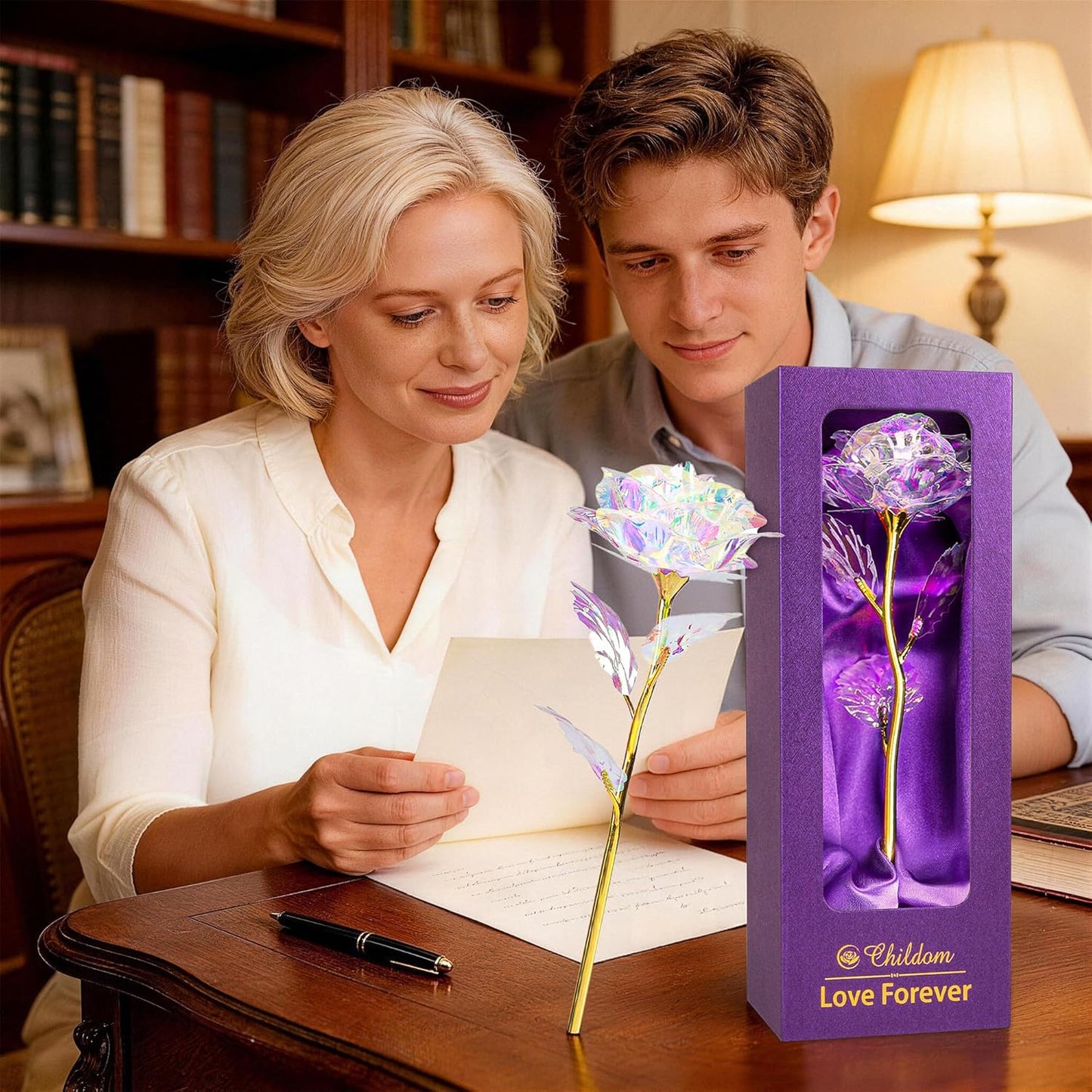 Birthday Gifts for Women Mom,Forever Rainbow Rose Flower For Delivery Prime | Christmas Rose Gifts For Women Mom,Purple Artificial Flowers Rose Gift For Women Her,Anniversary,Valentines,Stocking Stuffers