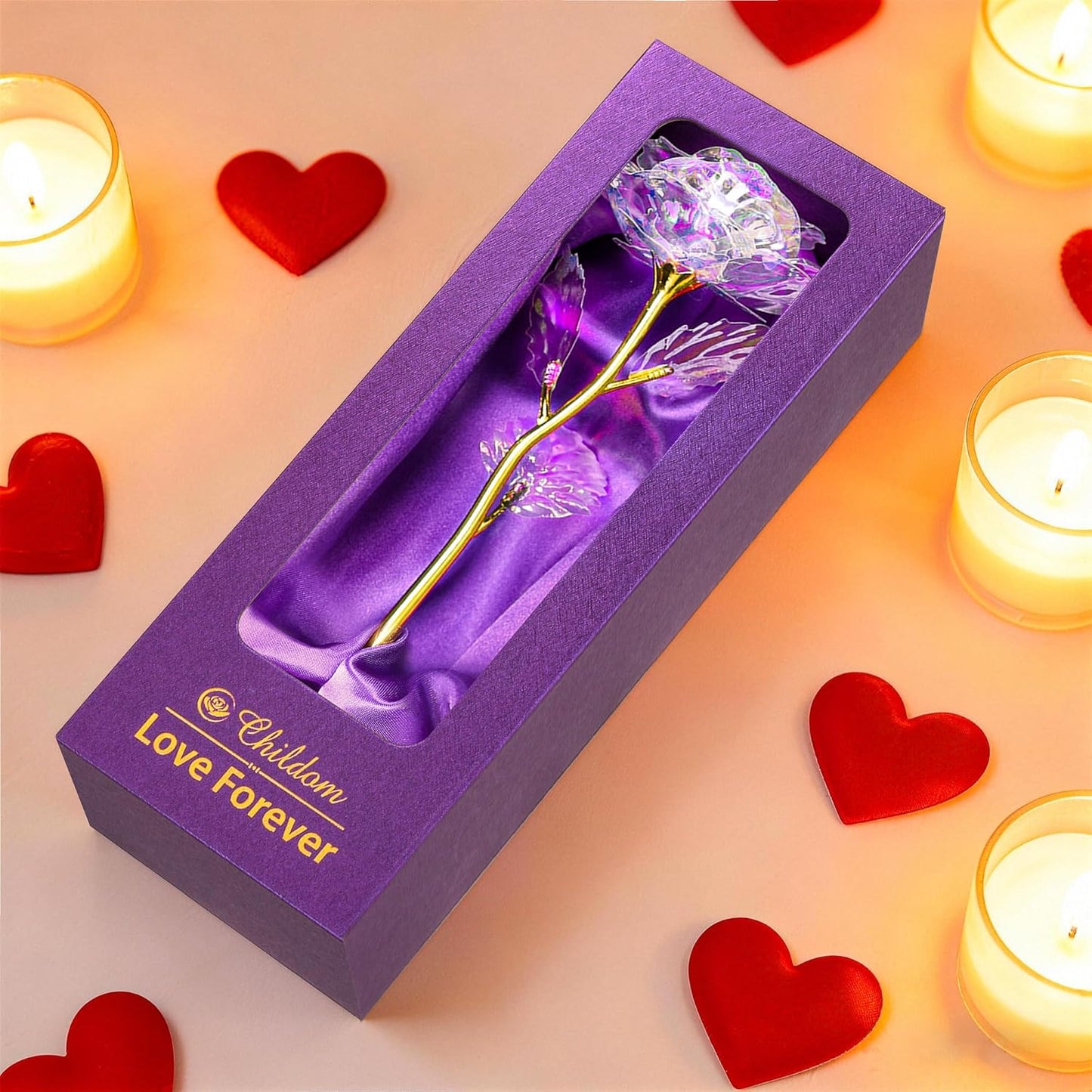 Birthday Gifts for Women Mom,Forever Rainbow Rose Flower For Delivery Prime | Christmas Rose Gifts For Women Mom,Purple Artificial Flowers Rose Gift For Women Her,Anniversary,Valentines,Stocking Stuffers