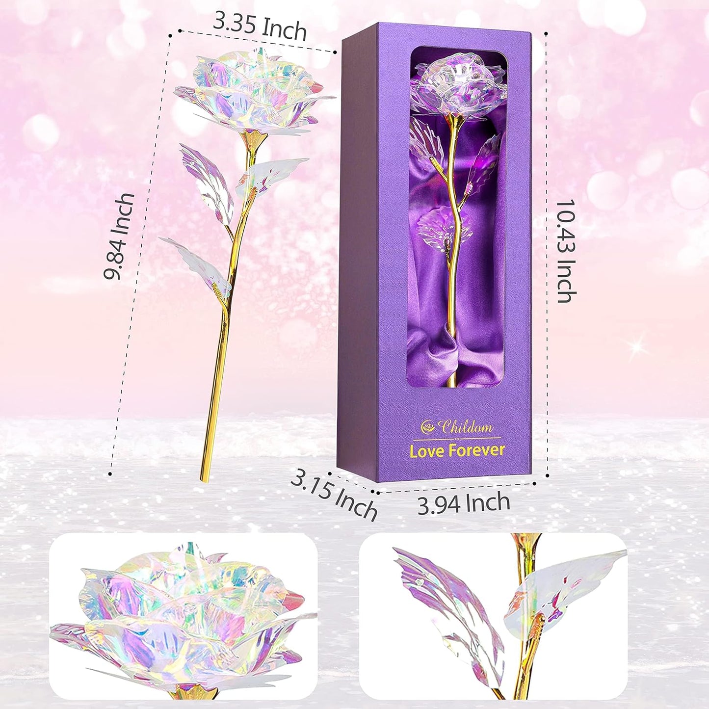 Birthday Gifts for Women Mom,Forever Rainbow Rose Flower For Delivery Prime | Christmas Rose Gifts For Women Mom,Purple Artificial Flowers Rose Gift For Women Her,Anniversary,Valentines,Stocking Stuffers