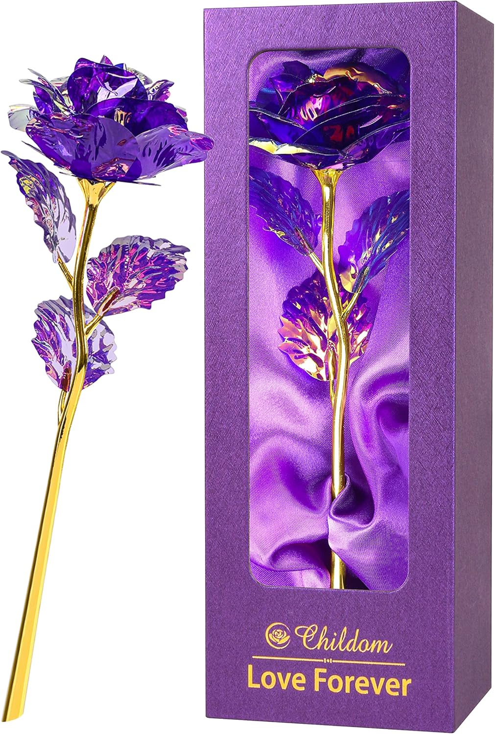 Birthday Gifts for Women Mom,Forever Rainbow Rose Flower For Delivery Prime | Christmas Rose Gifts For Women Mom,Purple Artificial Flowers Rose Gift For Women Her,Anniversary,Valentines,Stocking Stuffers