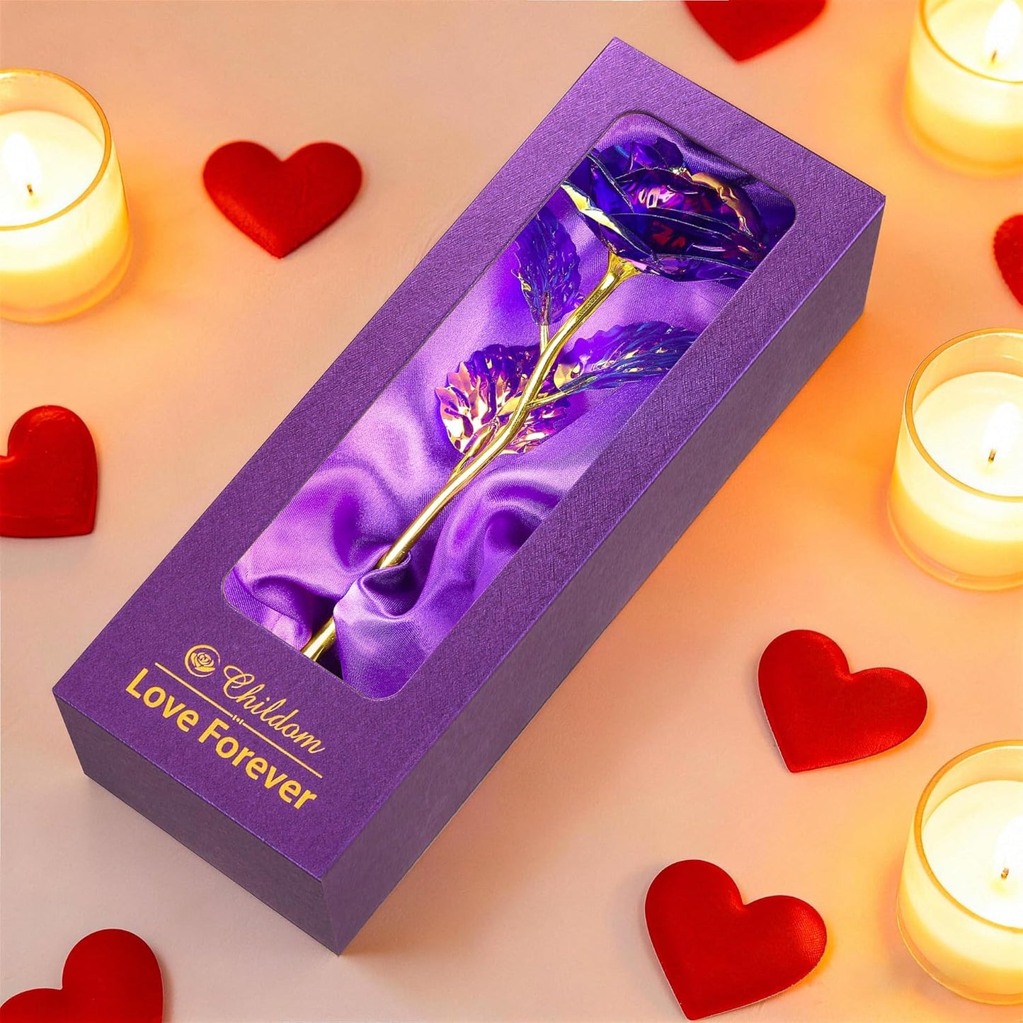 Birthday Gifts for Women Mom,Forever Rainbow Rose Flower For Delivery Prime | Christmas Rose Gifts For Women Mom,Purple Artificial Flowers Rose Gift For Women Her,Anniversary,Valentines,Stocking Stuffers