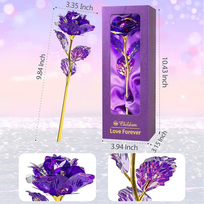 Birthday Gifts for Women Mom,Forever Rainbow Rose Flower For Delivery Prime | Christmas Rose Gifts For Women Mom,Purple Artificial Flowers Rose Gift For Women Her,Anniversary,Valentines,Stocking Stuffers