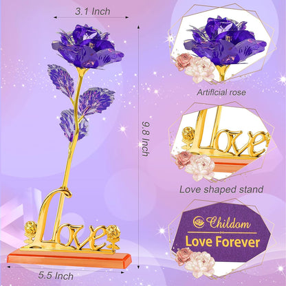 Birthday Gifts for Women Mom,Forever Rainbow Rose Flower For Delivery Prime | Christmas Rose Gifts For Women Mom,Purple Artificial Flowers Rose Gift For Women Her,Anniversary,Valentines,Stocking Stuffers
