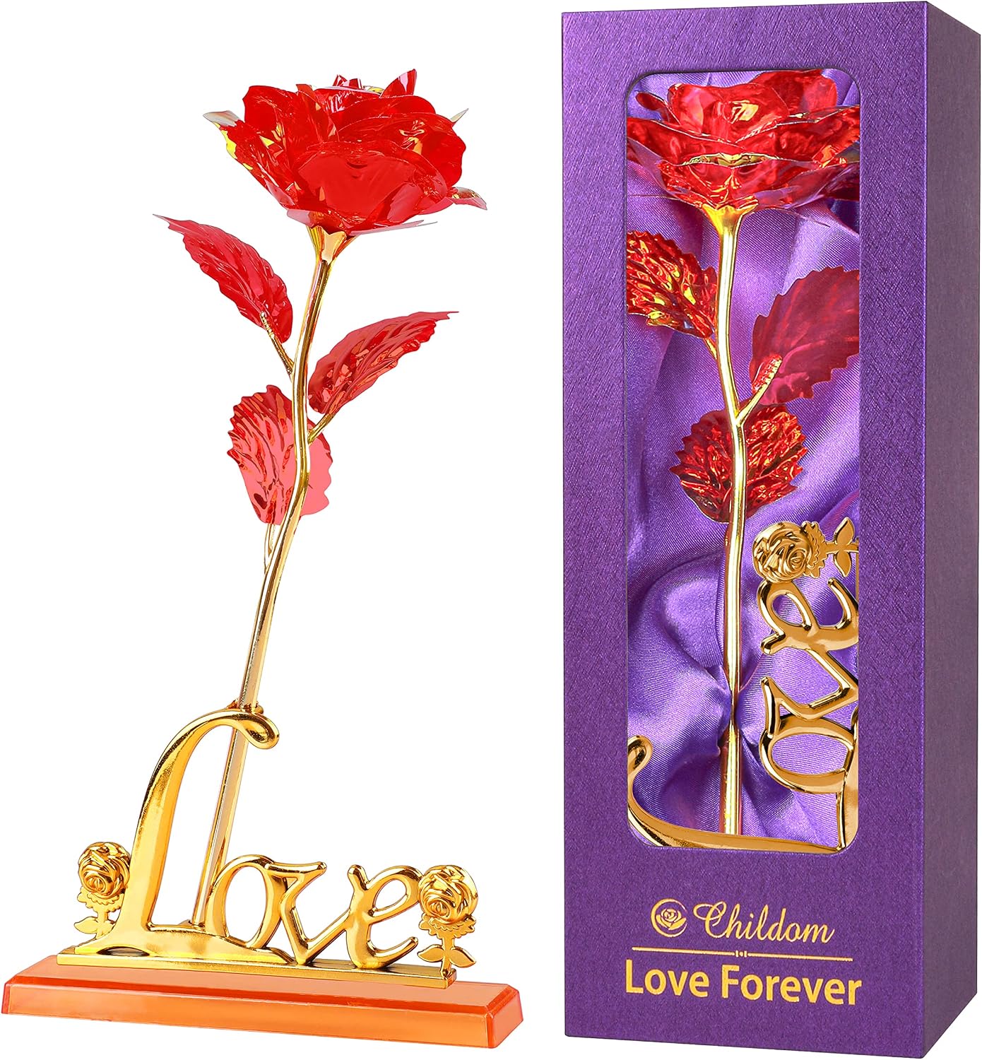 Birthday Gifts for Women Mom,Forever Rainbow Rose Flower For Delivery Prime | Christmas Rose Gifts For Women Mom,Purple Artificial Flowers Rose Gift For Women Her,Anniversary,Valentines,Stocking Stuffers