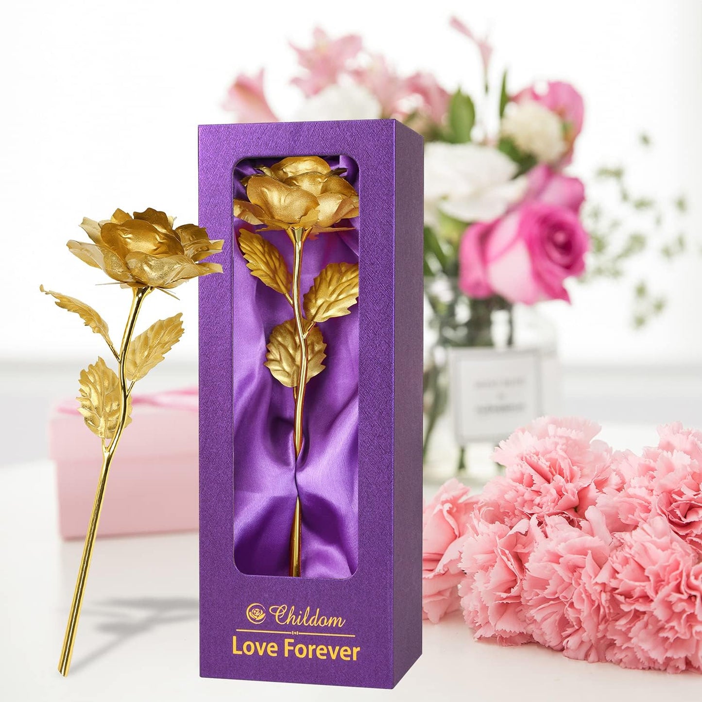 Birthday Gifts for Women Mom,Forever Rainbow Rose Flower For Delivery Prime | Christmas Rose Gifts For Women Mom,Purple Artificial Flowers Rose Gift For Women Her,Anniversary,Valentines,Stocking Stuffers