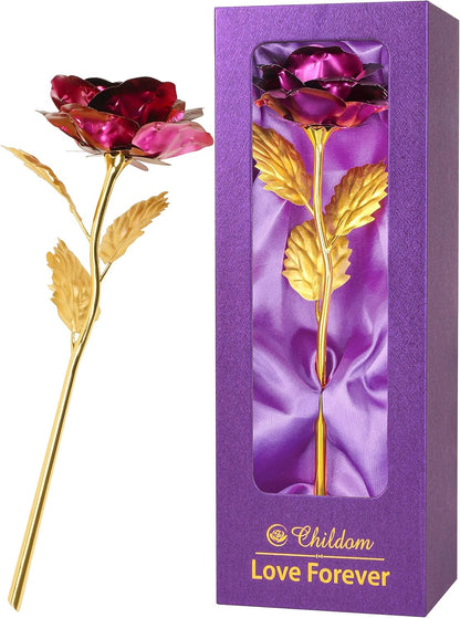 Birthday Gifts for Women Mom,Forever Rainbow Rose Flower For Delivery Prime | Christmas Rose Gifts For Women Mom,Purple Artificial Flowers Rose Gift For Women Her,Anniversary,Valentines,Stocking Stuffers
