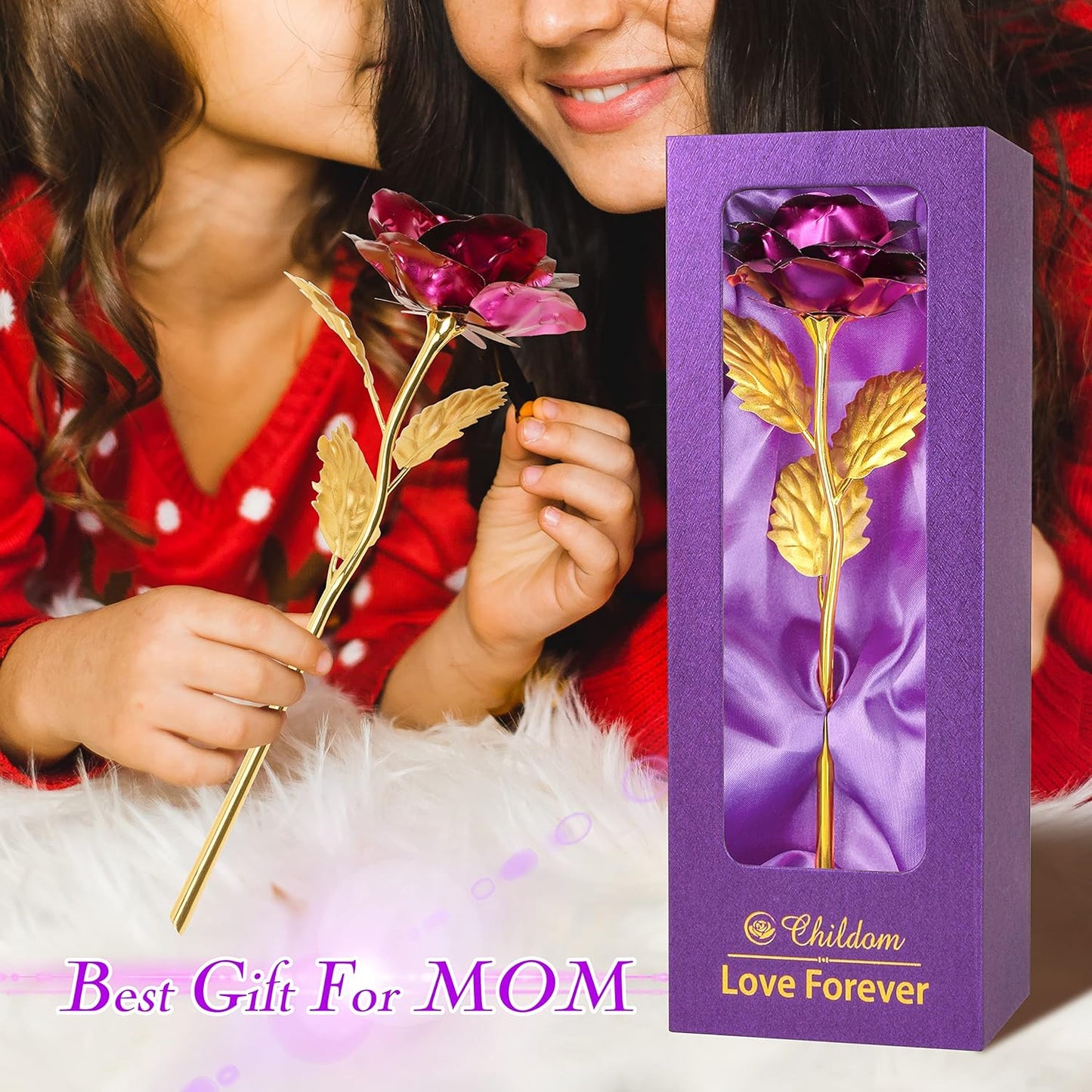 Birthday Gifts for Women Mom,Forever Rainbow Rose Flower For Delivery Prime | Christmas Rose Gifts For Women Mom,Purple Artificial Flowers Rose Gift For Women Her,Anniversary,Valentines,Stocking Stuffers