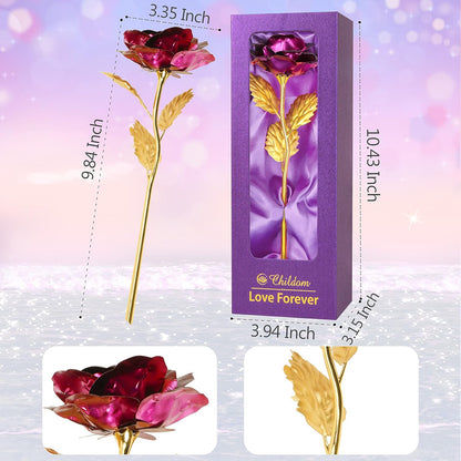 Birthday Gifts for Women Mom,Forever Rainbow Rose Flower For Delivery Prime | Christmas Rose Gifts For Women Mom,Purple Artificial Flowers Rose Gift For Women Her,Anniversary,Valentines,Stocking Stuffers