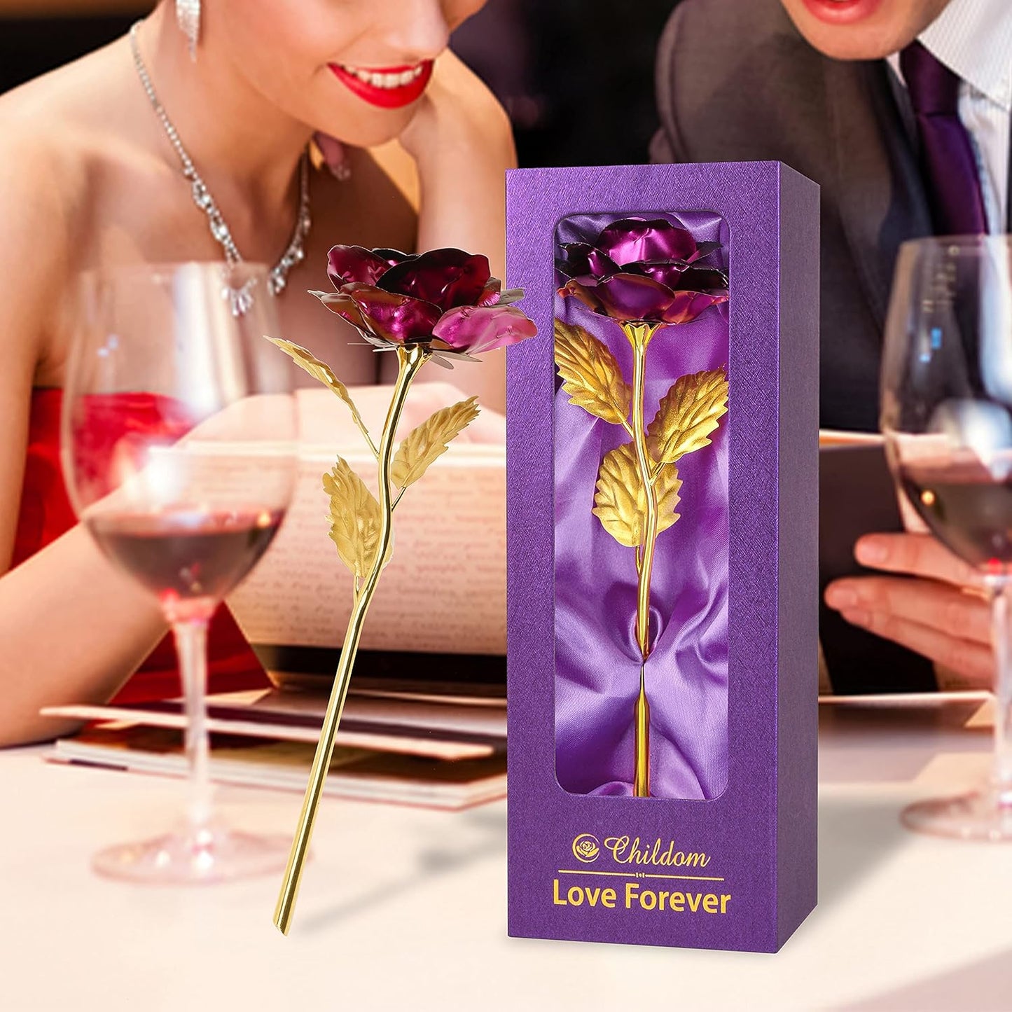 Birthday Gifts for Women Mom,Forever Rainbow Rose Flower For Delivery Prime | Christmas Rose Gifts For Women Mom,Purple Artificial Flowers Rose Gift For Women Her,Anniversary,Valentines,Stocking Stuffers