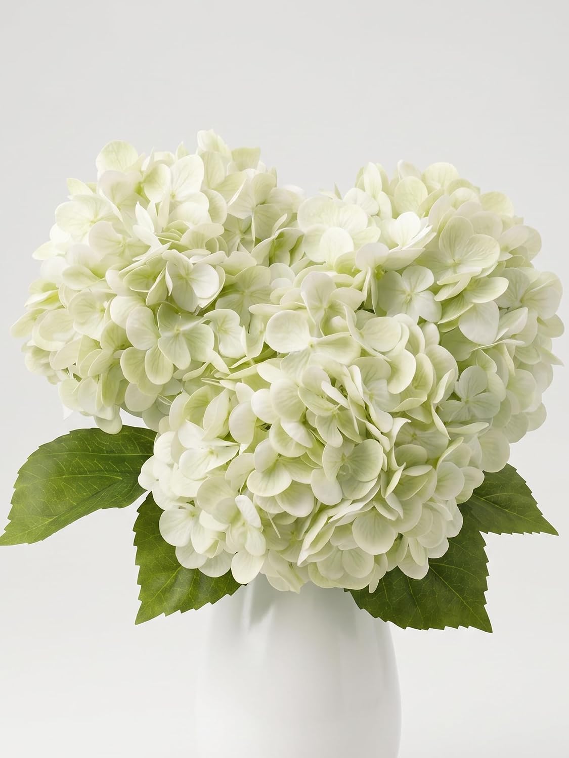3 Pcs Real Touch Light Green Hydrangea Artificial Flowers - 19.68" Large 3D Waterproof Latex Green Faux Fake Hydrangeas with Stem for Outdoor, Wedding, Table Centerpieces, Home Kitchen Decor