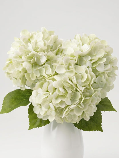 3 Pcs Real Touch Light Green Hydrangea Artificial Flowers - 19.68" Large 3D Waterproof Latex Green Faux Fake Hydrangeas with Stem for Outdoor, Wedding, Table Centerpieces, Home Kitchen Decor