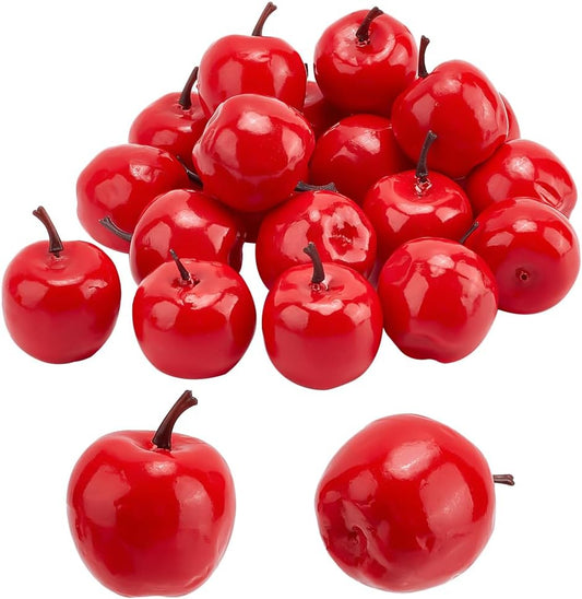 PandaHall Mini Apples, 1.7 inch, Red, 20pcs Fake Apples Xms Decoration