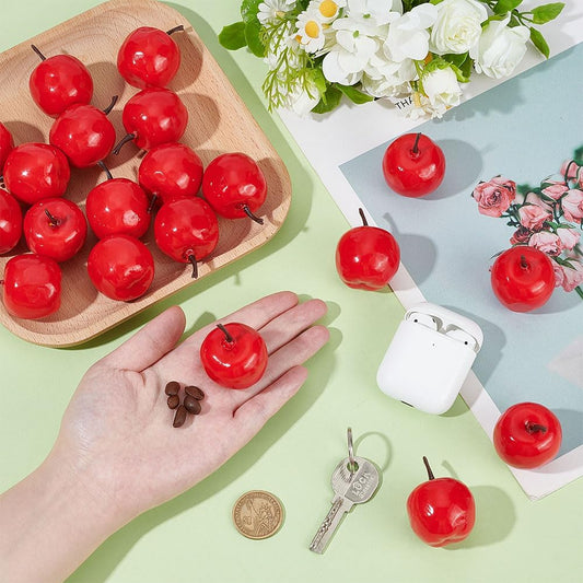 PandaHall Mini Apples, 1.7 inch, Red, 20pcs Fake Apples Xms Decoration