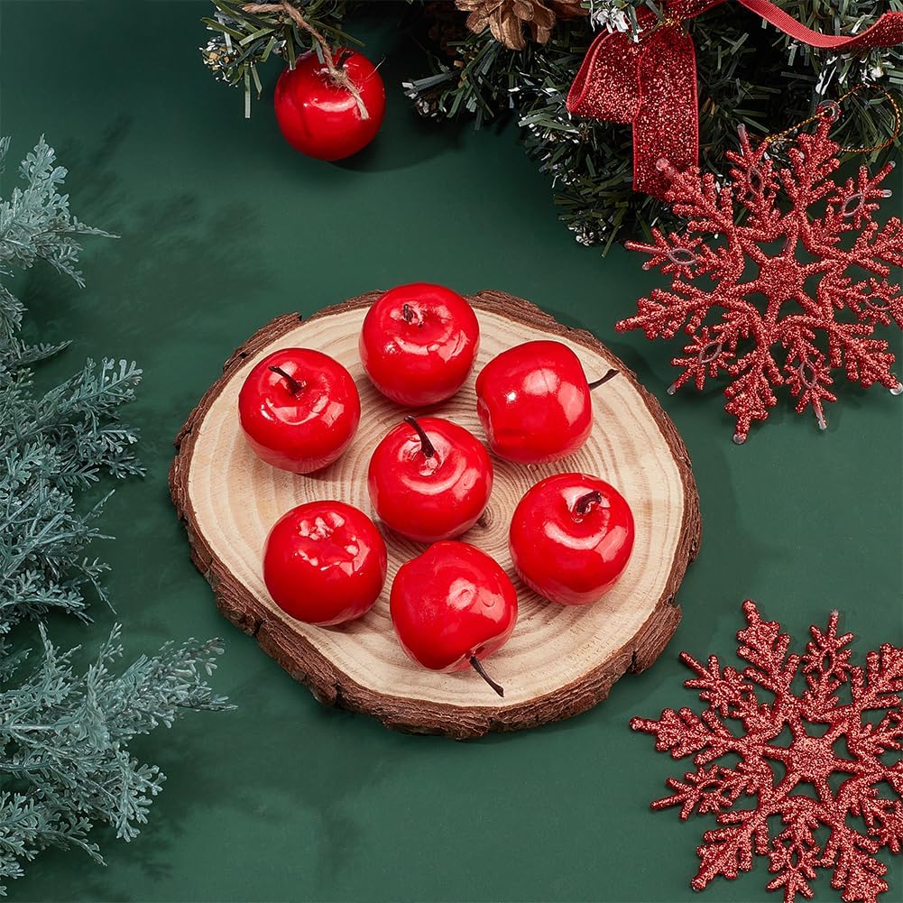 PandaHall Mini Apples, 1.7 inch, Red, 20pcs Fake Apples Xms Decoration
