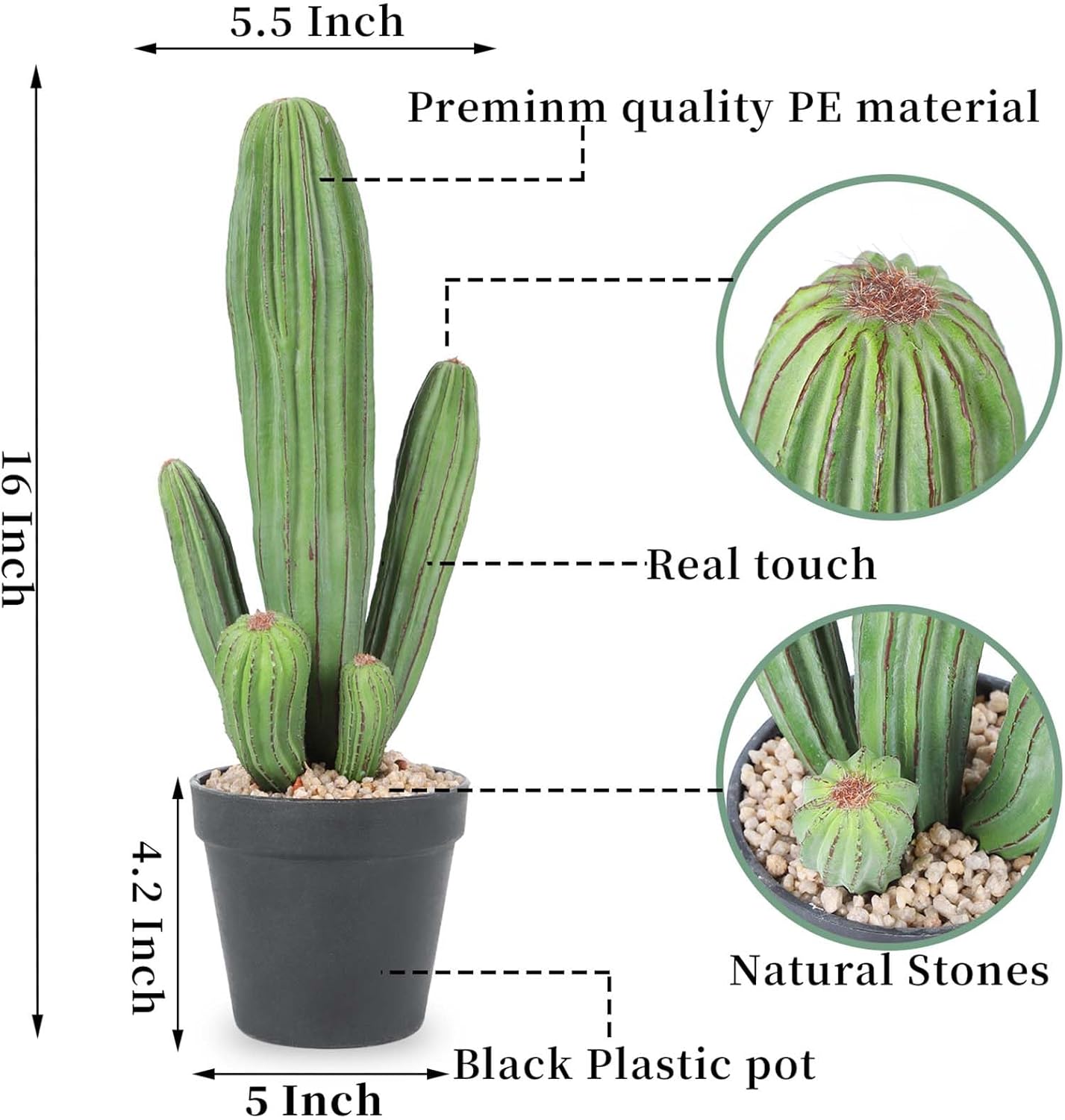 Artificial Cactus Fake Cacti 11" Faux Potted Cactus Plants for Home Store Office Decoration