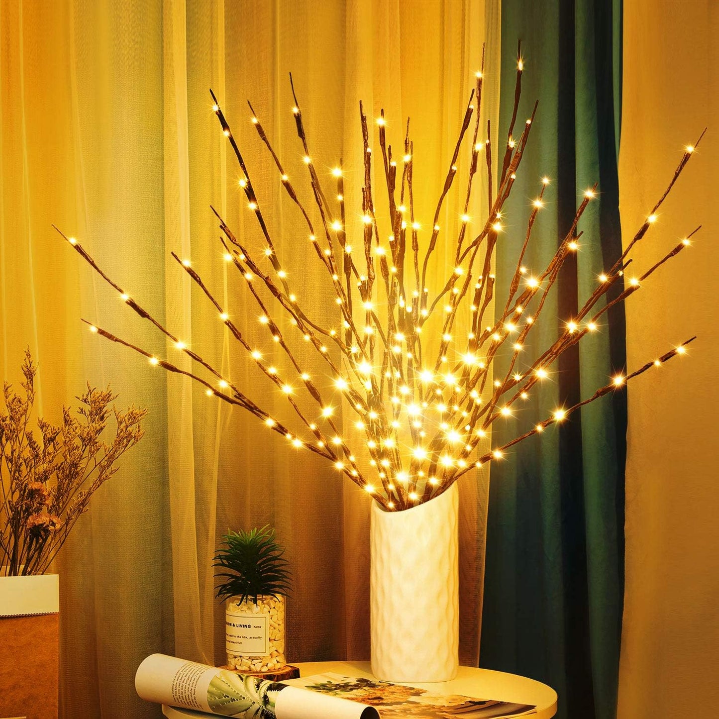 3Pack 30"Twig Lights, USB Plug in Branches Lights, 60 Led Bulbs, Warm White | Romantic Decorative Iights for Vase, Lighted Tree Branches for Home Romantic Decoration, Halloween Thanksgiving Day Christmas
