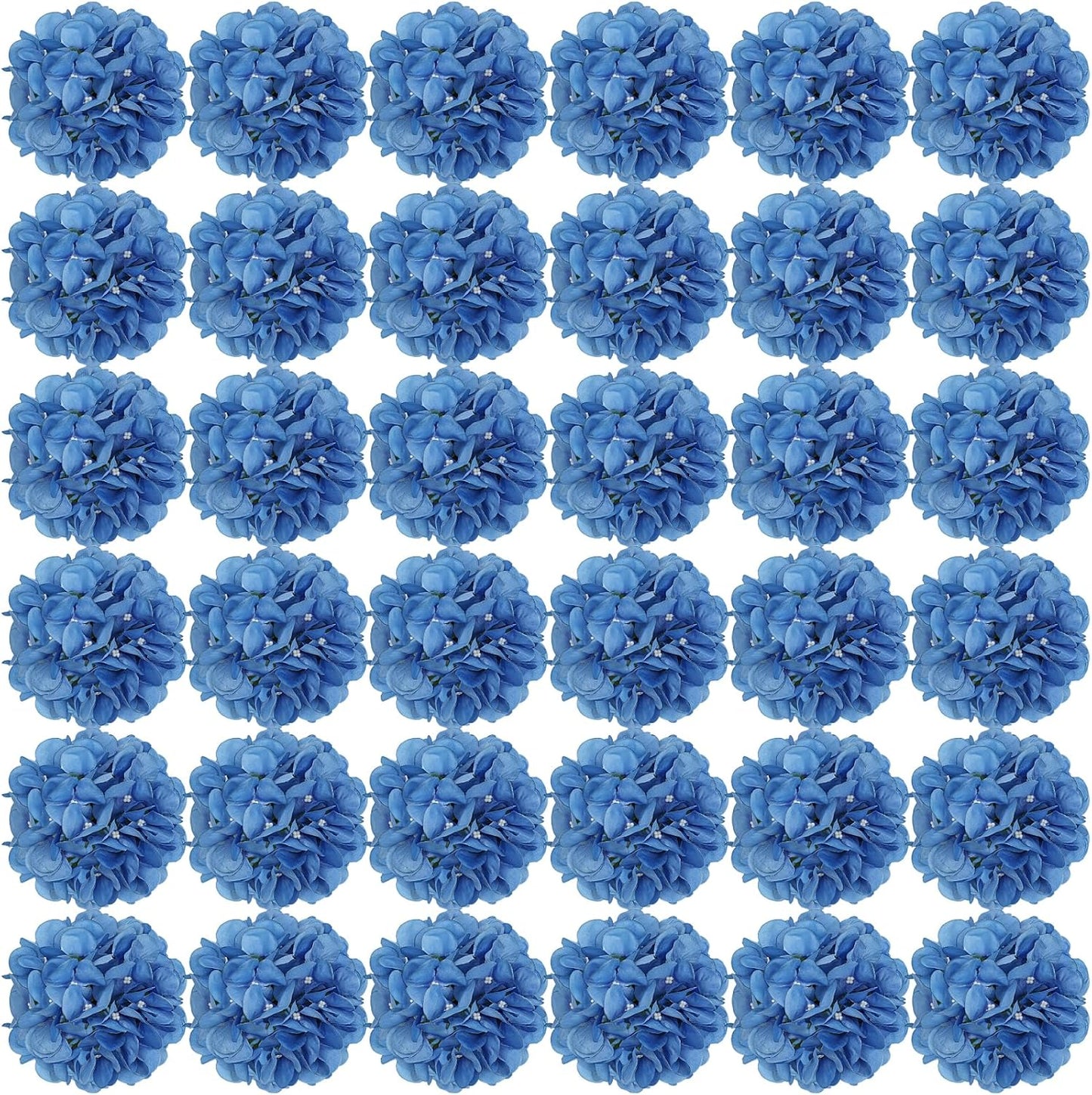 Royal Blue Hydrangea Artificial Flowers Bulk with Stems 64 Pcs | Faux Silk Hydrangeas Flower Heads with Stems for Wedding Arch Table Centerpieces Home Garden Baby Shower Party Decor