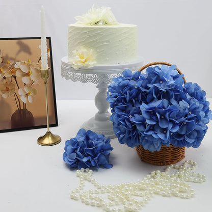 Royal Blue Hydrangea Artificial Flowers Bulk with Stems 64 Pcs | Faux Silk Hydrangeas Flower Heads with Stems for Wedding Arch Table Centerpieces Home Garden Baby Shower Party Decor