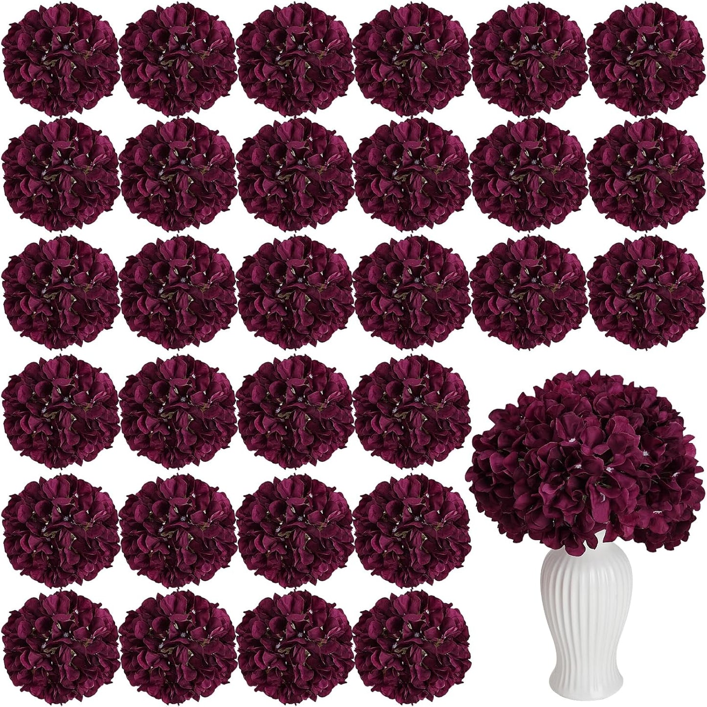 Royal Blue Hydrangea Artificial Flowers Bulk with Stems 64 Pcs | Faux Silk Hydrangeas Flower Heads with Stems for Wedding Arch Table Centerpieces Home Garden Baby Shower Party Decor