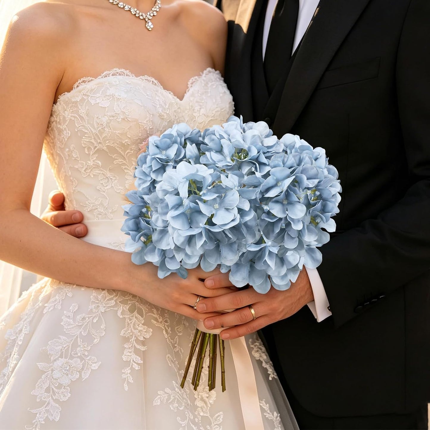 Royal Blue Hydrangea Artificial Flowers Bulk with Stems 64 Pcs | Faux Silk Hydrangeas Flower Heads with Stems for Wedding Arch Table Centerpieces Home Garden Baby Shower Party Decor