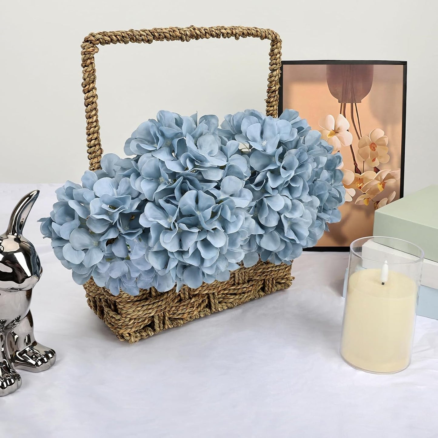 Royal Blue Hydrangea Artificial Flowers Bulk with Stems 64 Pcs | Faux Silk Hydrangeas Flower Heads with Stems for Wedding Arch Table Centerpieces Home Garden Baby Shower Party Decor