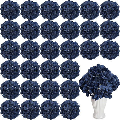 Royal Blue Hydrangea Artificial Flowers Bulk with Stems 64 Pcs | Faux Silk Hydrangeas Flower Heads with Stems for Wedding Arch Table Centerpieces Home Garden Baby Shower Party Decor