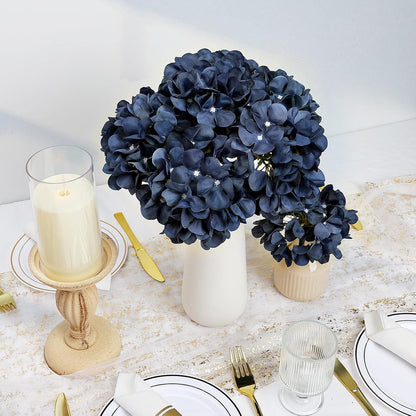 Royal Blue Hydrangea Artificial Flowers Bulk with Stems 64 Pcs | Faux Silk Hydrangeas Flower Heads with Stems for Wedding Arch Table Centerpieces Home Garden Baby Shower Party Decor