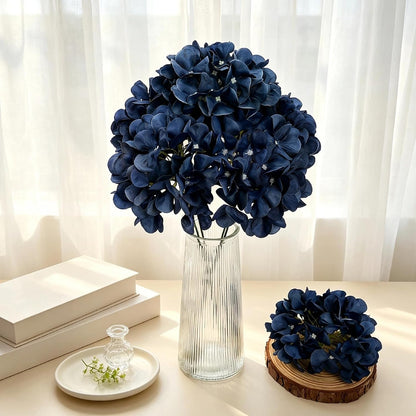 Royal Blue Hydrangea Artificial Flowers Bulk with Stems 64 Pcs | Faux Silk Hydrangeas Flower Heads with Stems for Wedding Arch Table Centerpieces Home Garden Baby Shower Party Decor