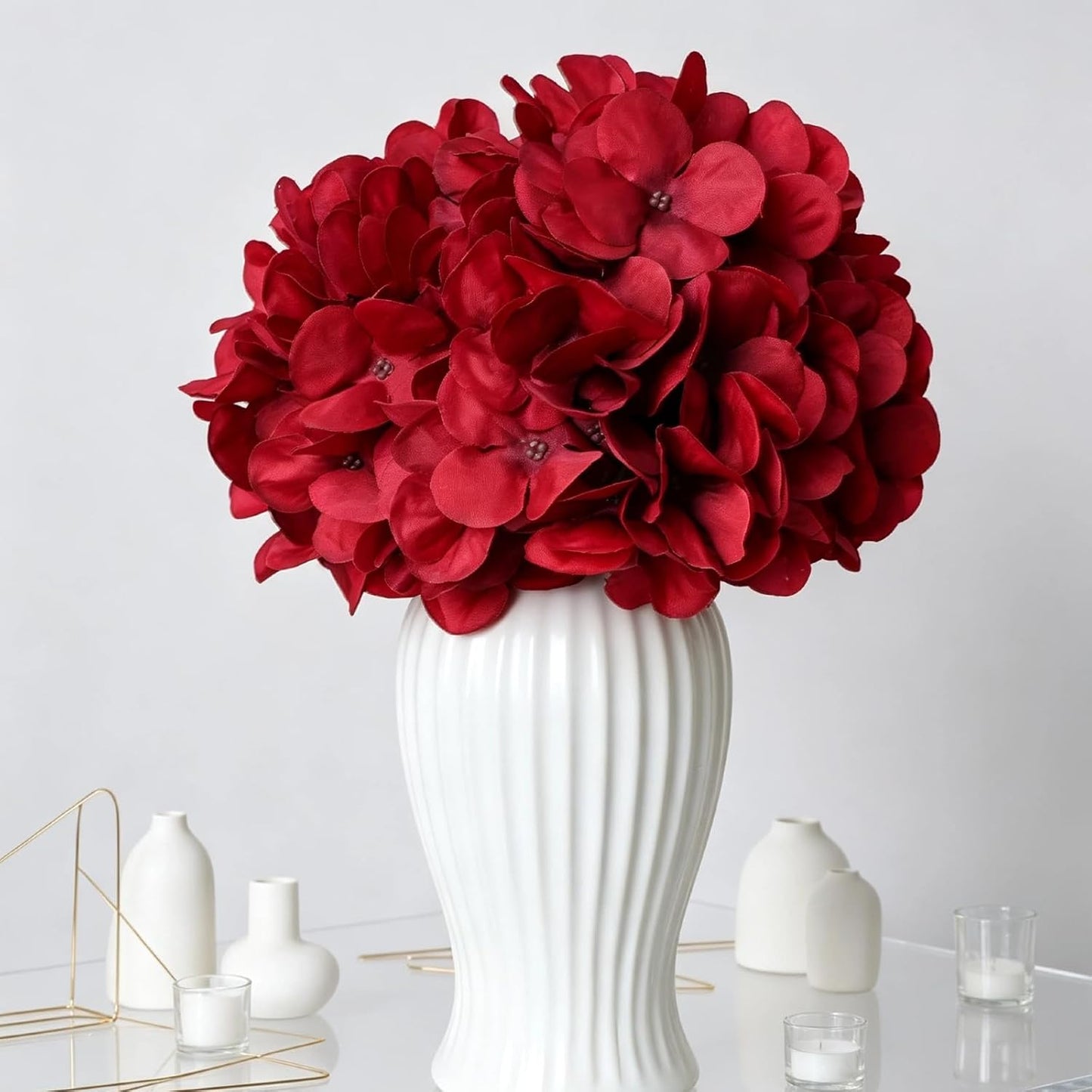 Royal Blue Hydrangea Artificial Flowers Bulk with Stems 64 Pcs | Faux Silk Hydrangeas Flower Heads with Stems for Wedding Arch Table Centerpieces Home Garden Baby Shower Party Decor