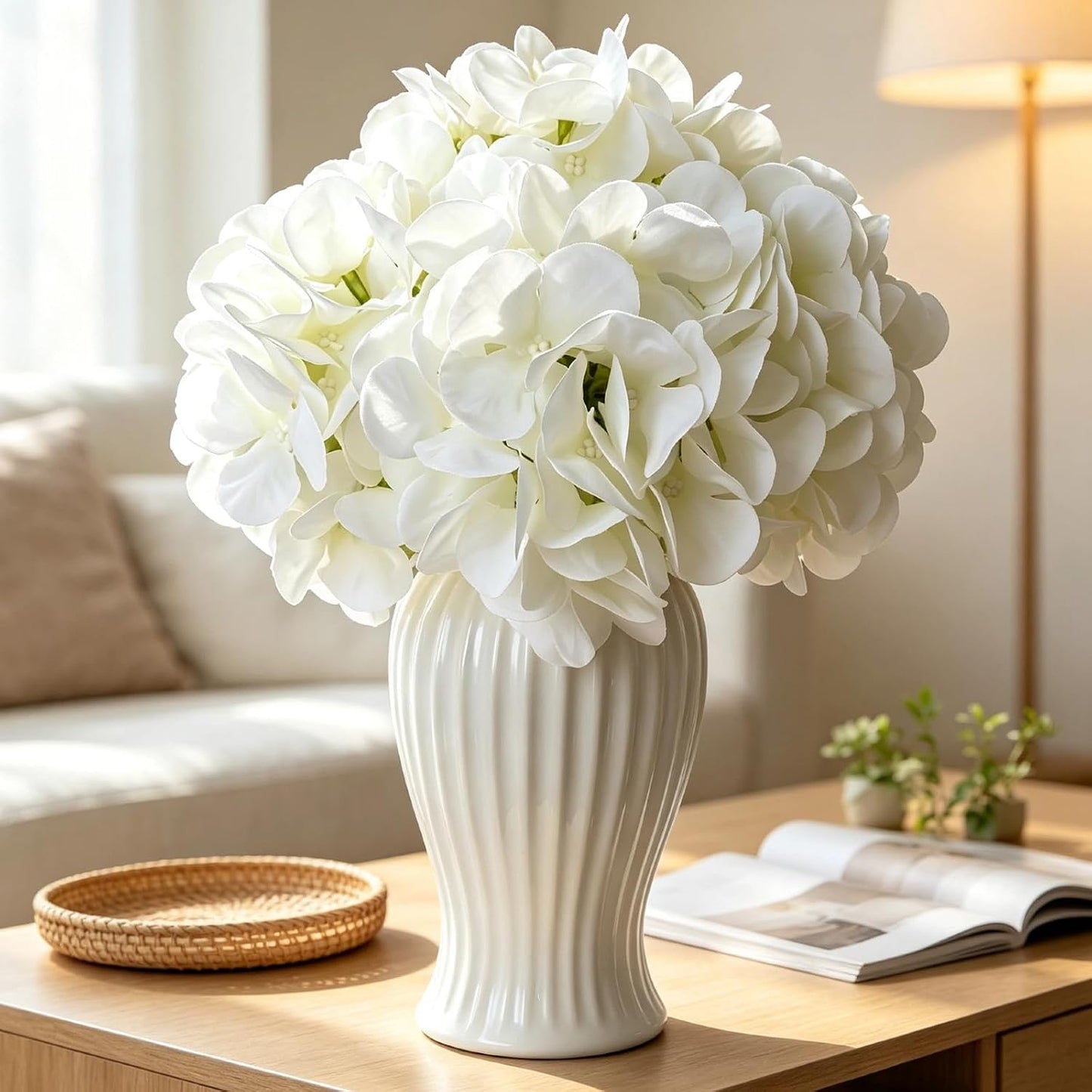 Royal Blue Hydrangea Artificial Flowers Bulk with Stems 64 Pcs | Faux Silk Hydrangeas Flower Heads with Stems for Wedding Arch Table Centerpieces Home Garden Baby Shower Party Decor