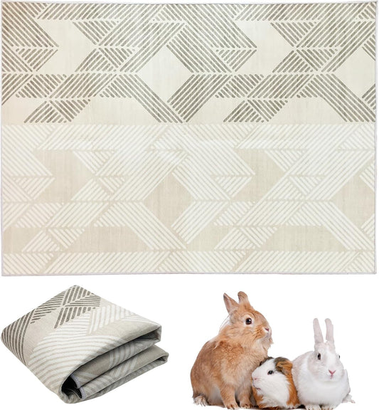 Large Rabbit Floor Mats for Indoor Rabbit Cage Liners Washable 78.7"X47.2" Reusable Bunny Rugs for Playpen Pad Soft Animal Cage Flooring Anti Slip Pet Carpet for Ferret Guinea Pig Bedding