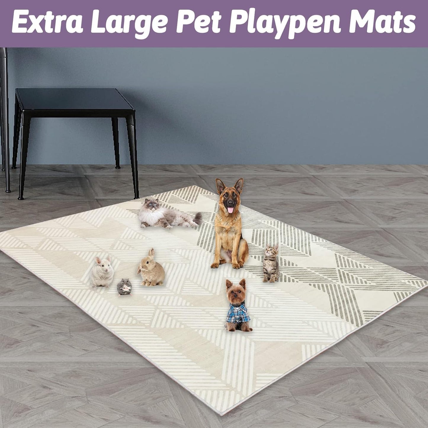 Large Rabbit Floor Mats for Indoor Rabbit Cage Liners Washable 78.7"X47.2" Reusable Bunny Rugs for Playpen Pad Soft Animal Cage Flooring Anti Slip Pet Carpet for Ferret Guinea Pig Bedding