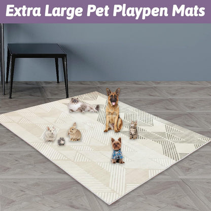 Large Rabbit Floor Mats for Indoor Rabbit Cage Liners Washable 78.7"X47.2" Reusable Bunny Rugs for Playpen Pad Soft Animal Cage Flooring Anti Slip Pet Carpet for Ferret Guinea Pig Bedding