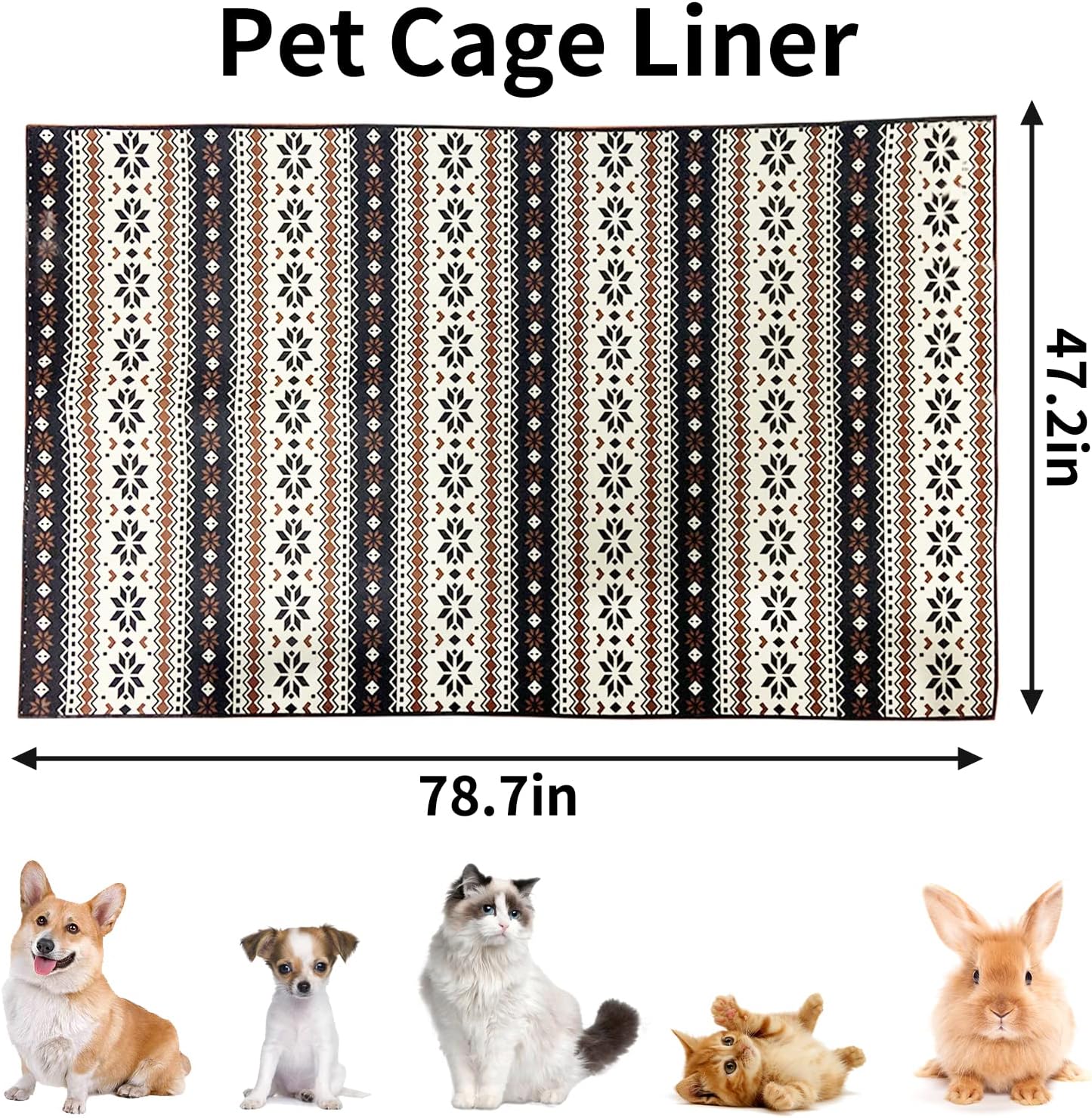 Large Rabbit Floor Mats for Indoor Rabbit Cage Liners Washable 78.7"X47.2" Reusable Bunny Rugs for Playpen Pad Soft Animal Cage Flooring Anti Slip Pet Carpet for Ferret Guinea Pig Bedding