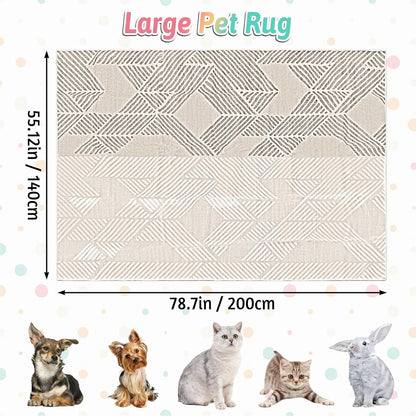 Large Rabbit Floor Mats for Indoor Rabbit Cage Liners Washable 78.7"X47.2" Reusable Bunny Rugs for Playpen Pad Soft Animal Cage Flooring Anti Slip Pet Carpet for Ferret Guinea Pig Bedding