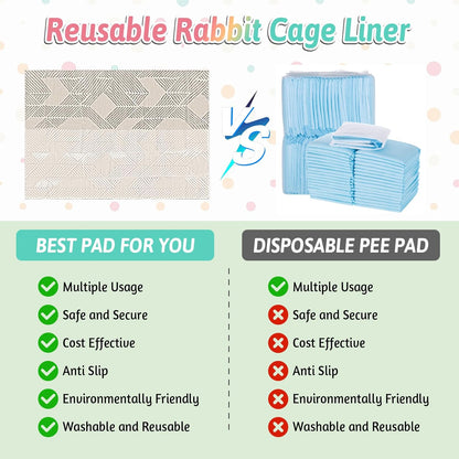 Large Rabbit Floor Mats for Indoor Rabbit Cage Liners Washable 78.7"X47.2" Reusable Bunny Rugs for Playpen Pad Soft Animal Cage Flooring Anti Slip Pet Carpet for Ferret Guinea Pig Bedding