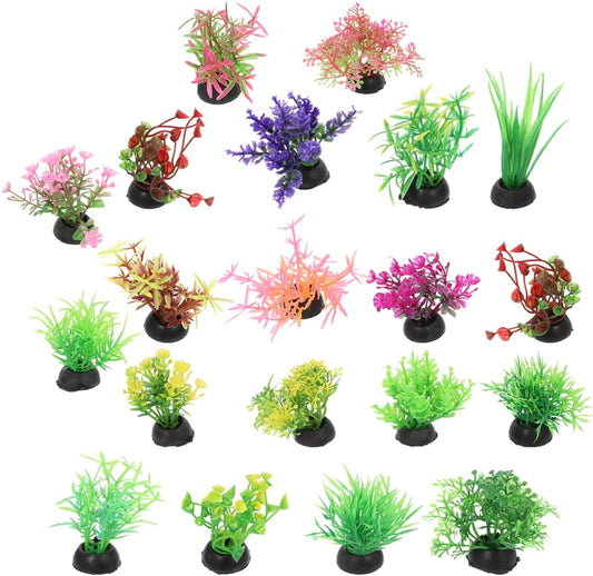 40 Pack Fish Tank Decorations Small Artificial Aquarium Plants: Plastic Water Grass Mixed Styles for Small Aquarium Decor Betta Tank Accessories Fake Plants for Bowl Desktop