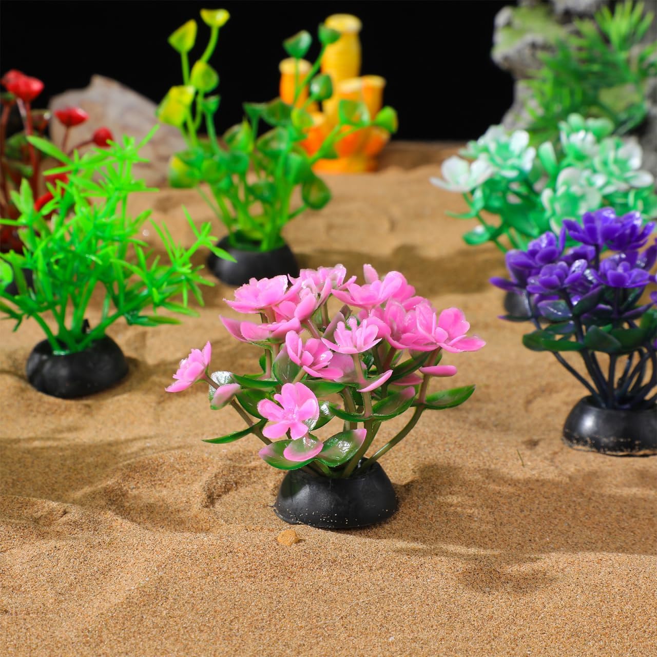 40 Pack Fish Tank Decorations Small Artificial Aquarium Plants: Plastic Water Grass Mixed Styles for Small Aquarium Decor Betta Tank Accessories Fake Plants for Bowl Desktop