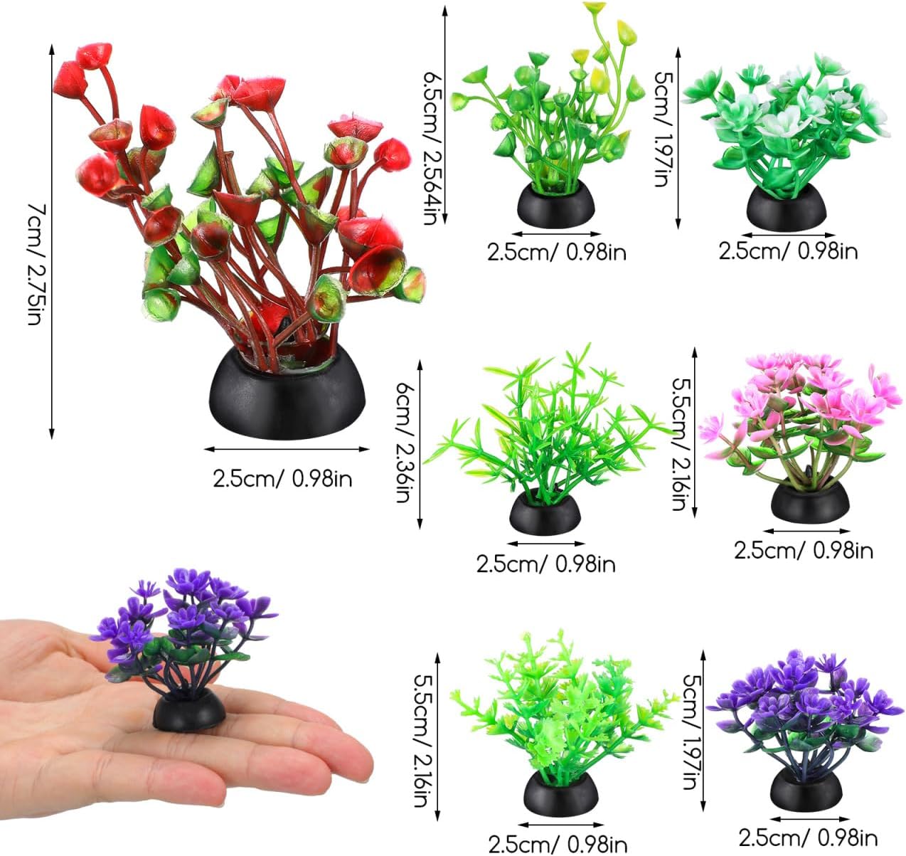 40 Pack Fish Tank Decorations Small Artificial Aquarium Plants: Plastic Water Grass Mixed Styles for Small Aquarium Decor Betta Tank Accessories Fake Plants for Bowl Desktop